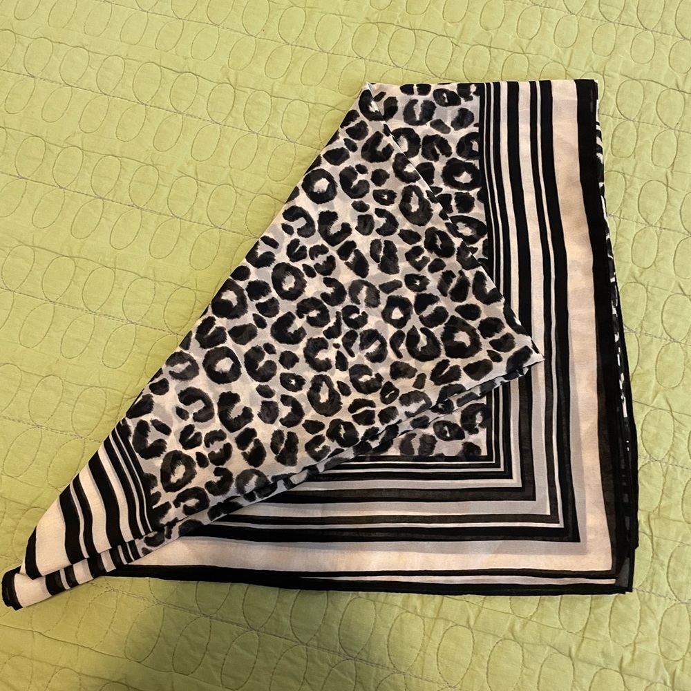 A New Day Scarf by Target,Crème & Black stripe border surround an Animal Print
